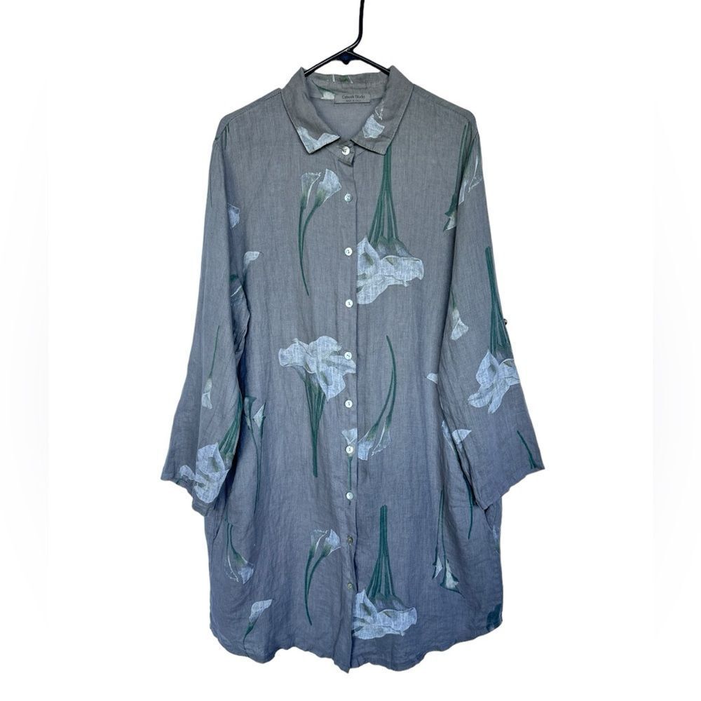 Floral Print 100% Linen Dress